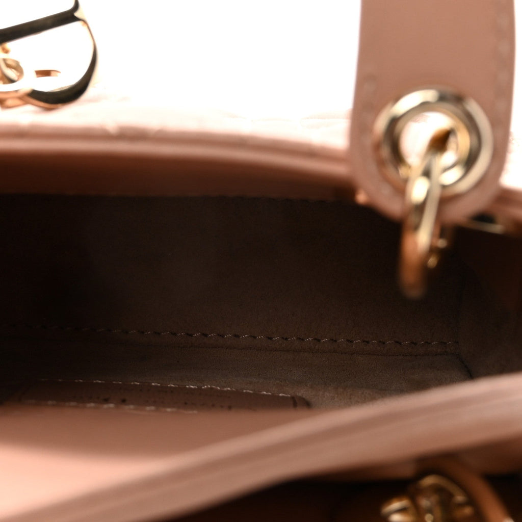 Lambskin Cannage Micro Lady Dior Rose Des Vents wholesalehk.shop