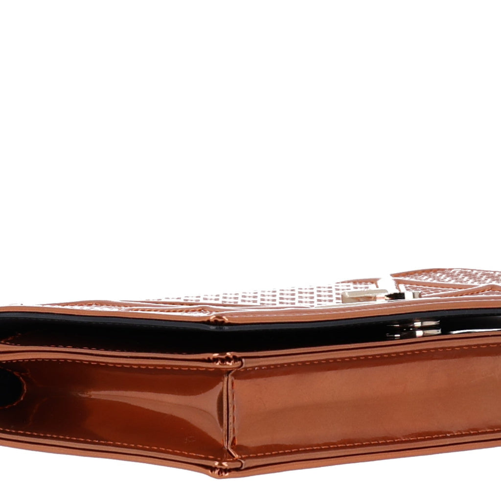 Metallic Patent Micro-Cannage Diorama Wallet on Chain Pouch Orange ¡§ Direct shipment via from wholesalehk.shop