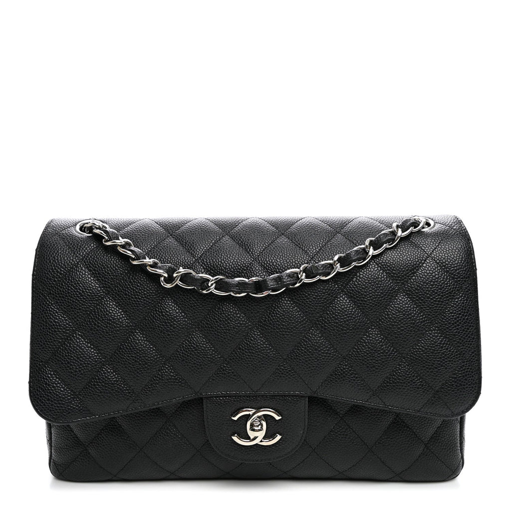 Caviar Quilted Jumbo Double Flap Black wholesalehk.shop