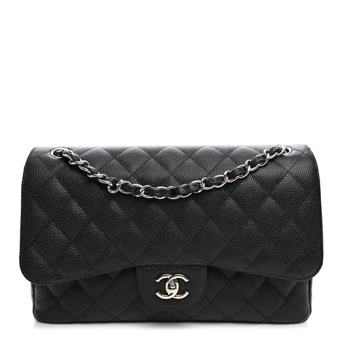 Caviar Quilted Jumbo Double Flap Black wholesalehk.shop