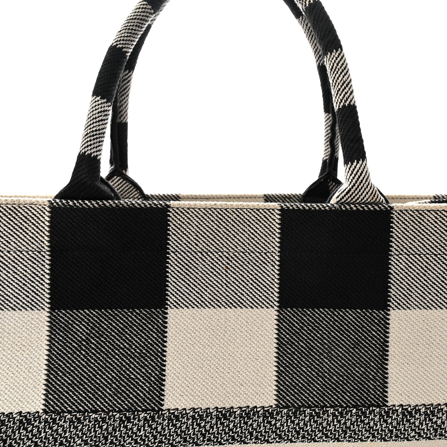 Canvas Embroidered Large Checkered Book Tote Black White £¨ Direct shipment via from wholesalehk.shop