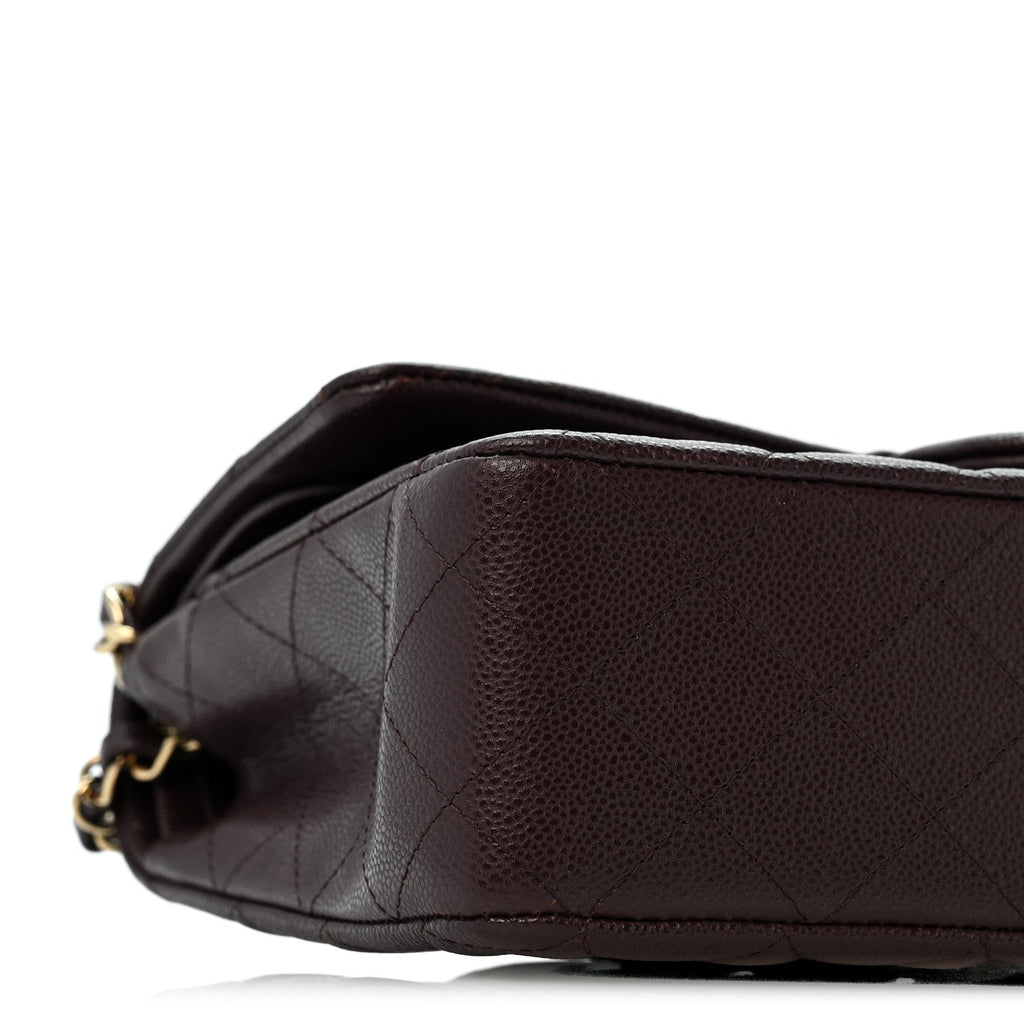 Caviar Quilted Medium Double Flap Dark Brown wholesalehk.shop