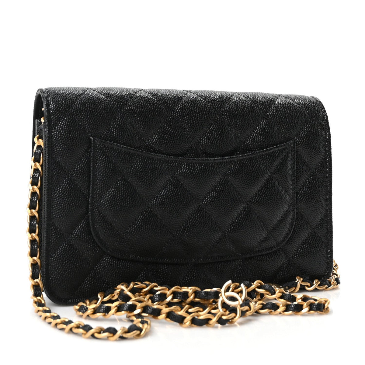 Caviar Quilted Camellia Wallet On Chain WOC Black wholesalehk.shop
