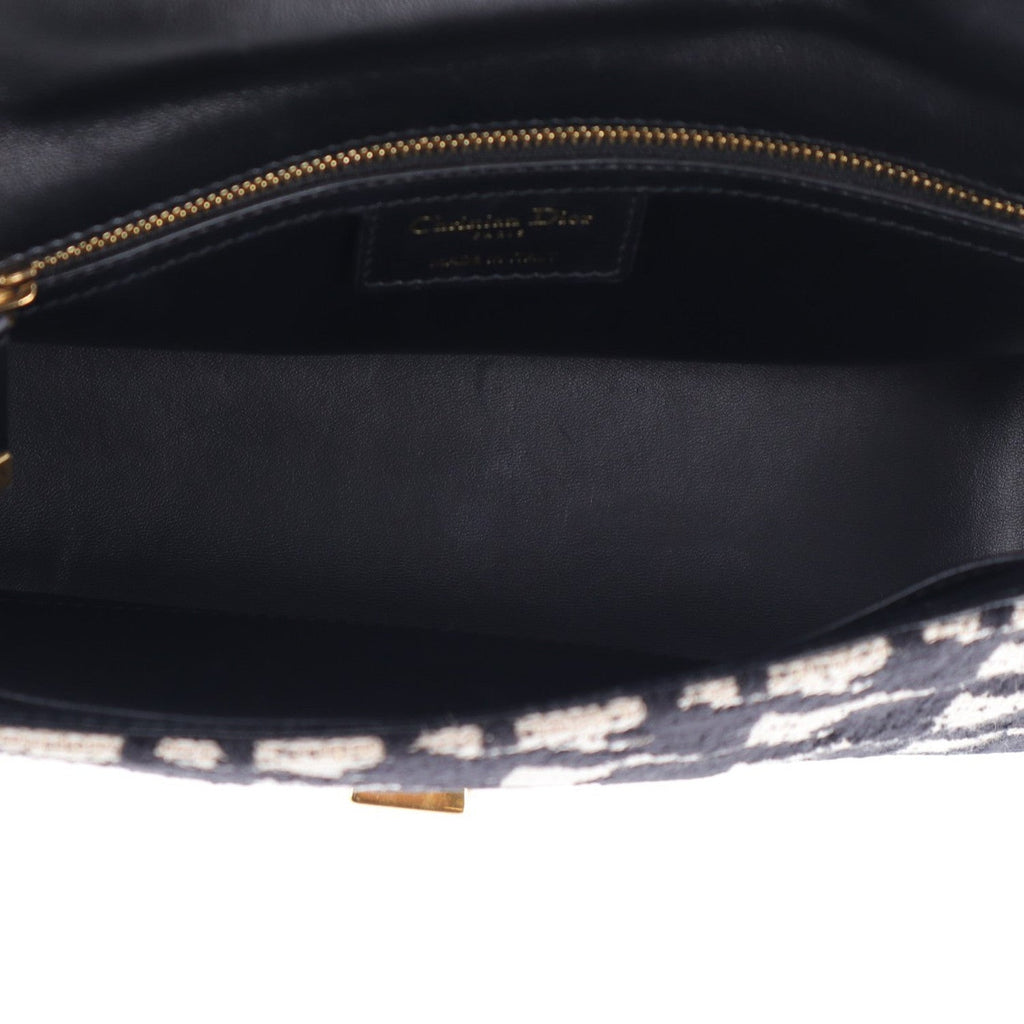 Technical Canvas Macro Houndstooth Medium Caro Bag Black White wholesalehk.shop