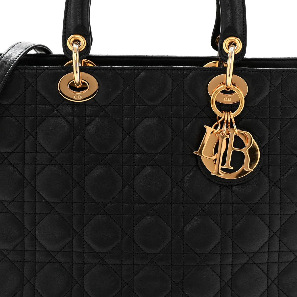 Lambskin Cannage Large Lady Dior Black wholesalehk.shop