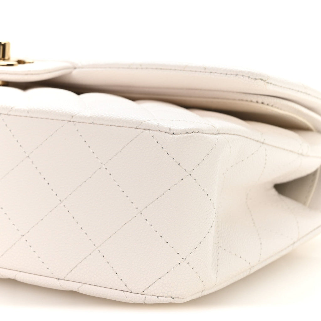 Caviar Quilted Medium Double Flap White wholesalehk.shop