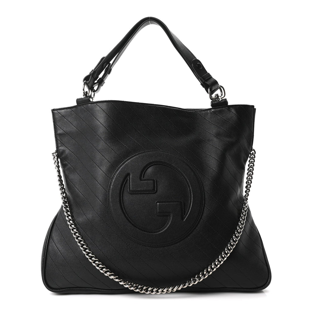 Sakai Be Green Calfskin Diagonal Stitched Medium Blondie Tote Black wholesalehk.shop