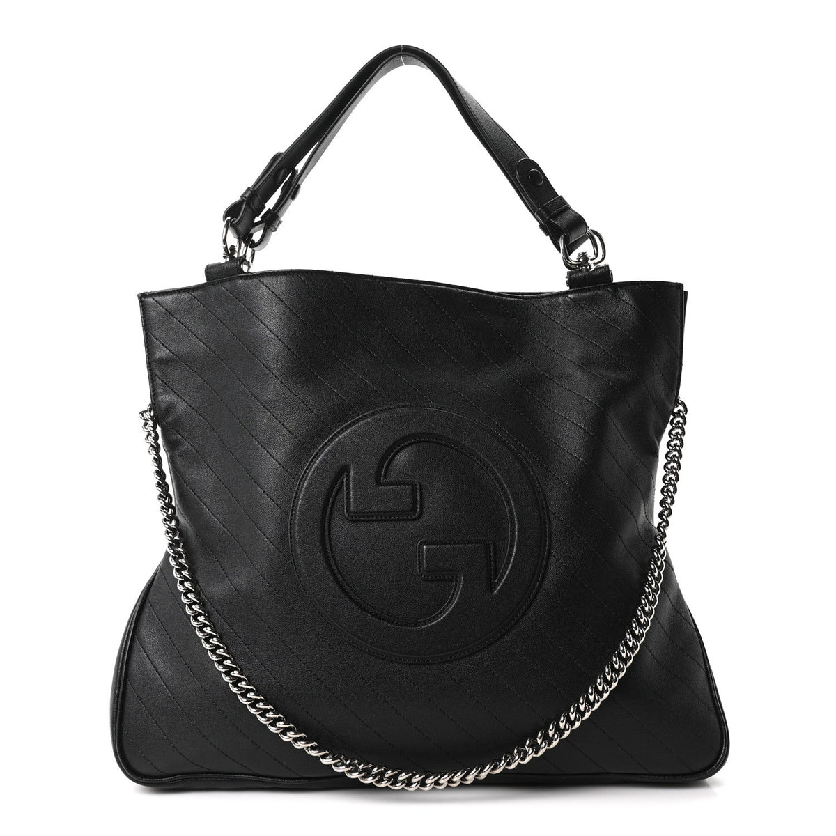 Sakai Be Green Calfskin Diagonal Stitched Medium Blondie Tote Black wholesalehk.shop