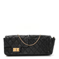 Glazed Calfskin Quilted Reissue Double Flap Clutch Black wholesalehk.shop