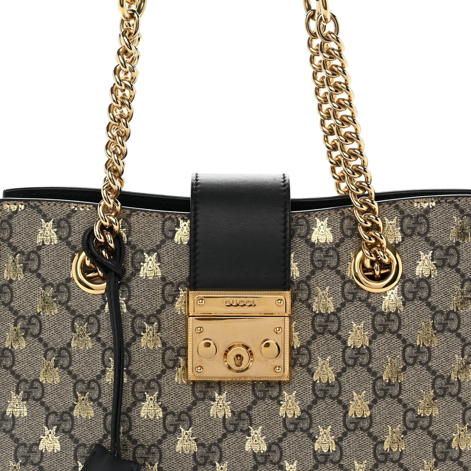 GG Supreme Monogram Bees Small Padlock Tote Beige Oro Black £¨ Direct shipment via from wholesalehk.shop
