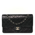 Lambskin Quilted Medium Double Flap Black wholesalehk.shop