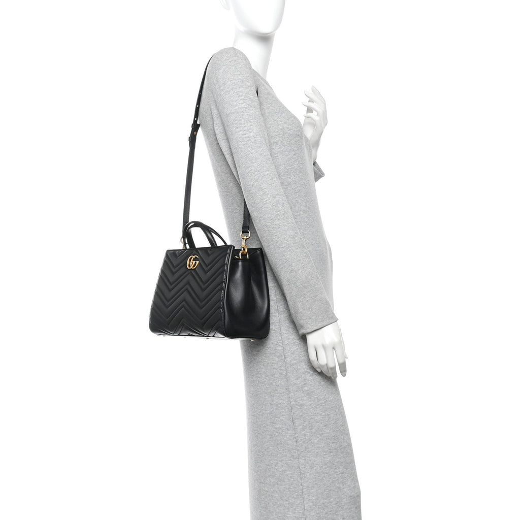 Calfskin Matelasse Small GG Marmont Tote Black wholesalehk.shop