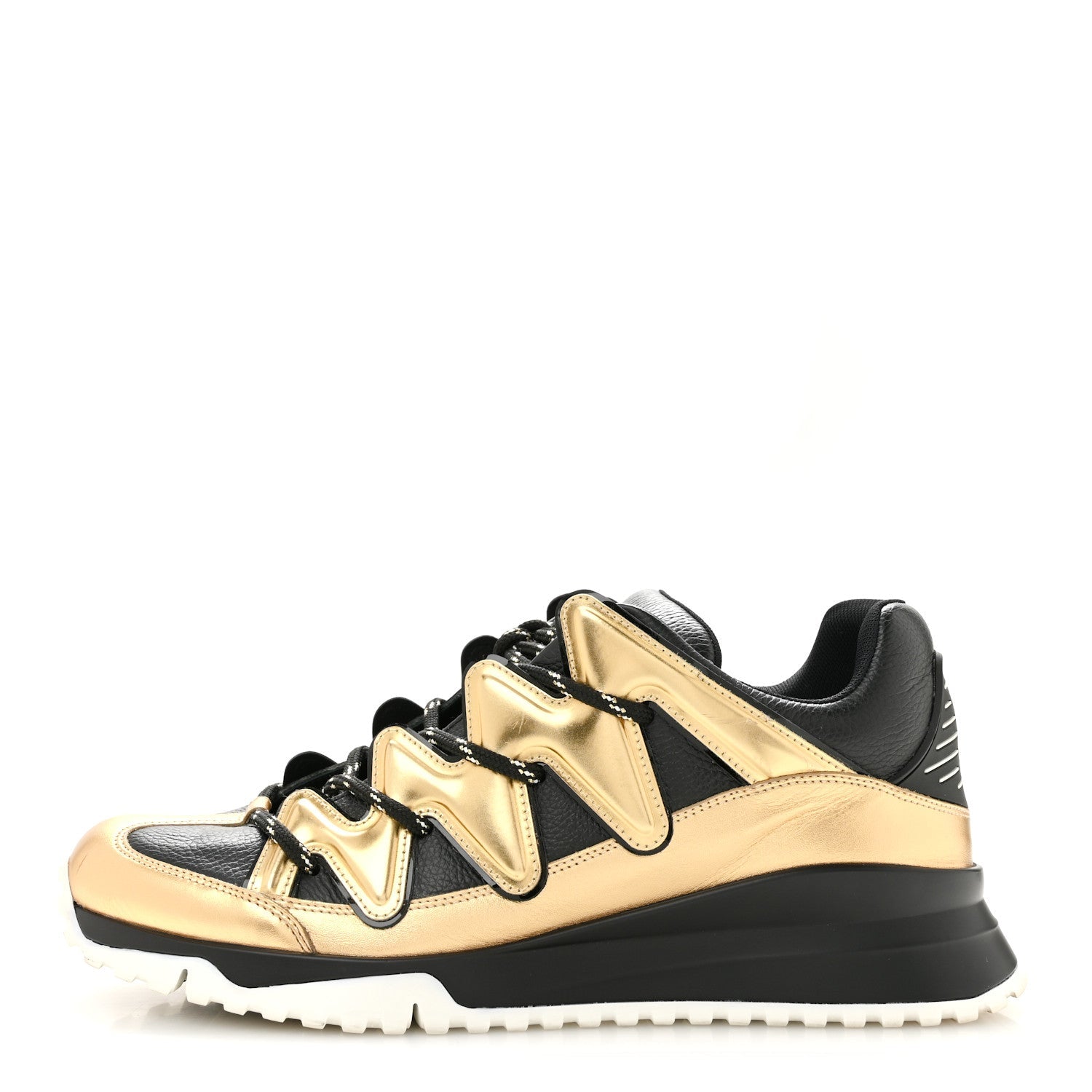 Calfskin Mens Zig Zag Sneakers 8 Black Gold £¨ Direct shipment via from wholesalehk.shop