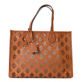 Calfskin GG Monogram Diamond Cut Medium Ophidia Tote Bag Brown wholesalehk.shop