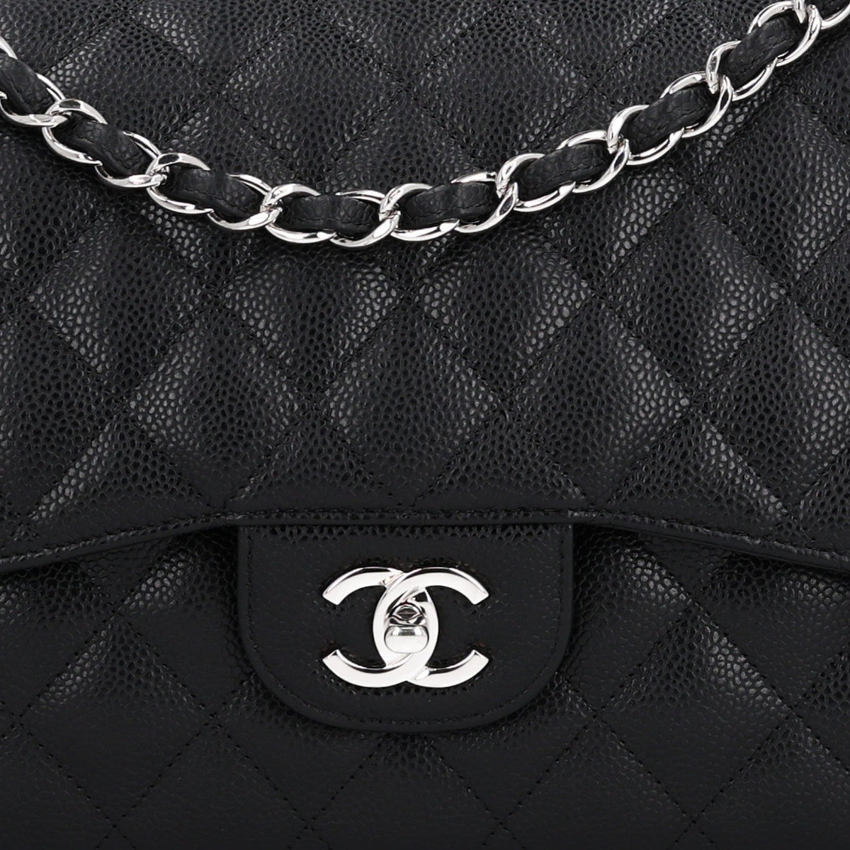 Caviar Quilted Jumbo Double Flap Black wholesalehk.shop