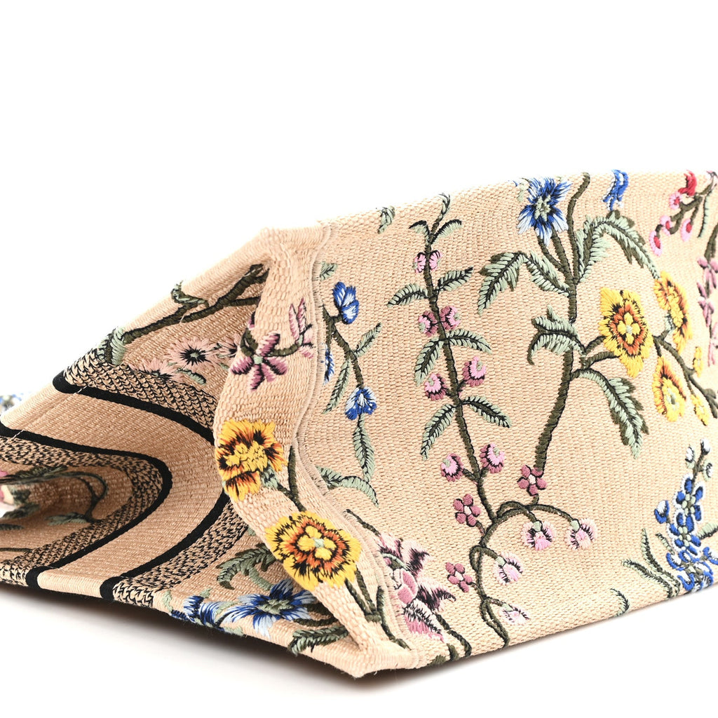 Raffia Embroidered Petites Fleurs Medium Book Tote Natural £¨ Direct shipment via from wholesalehk.shop
