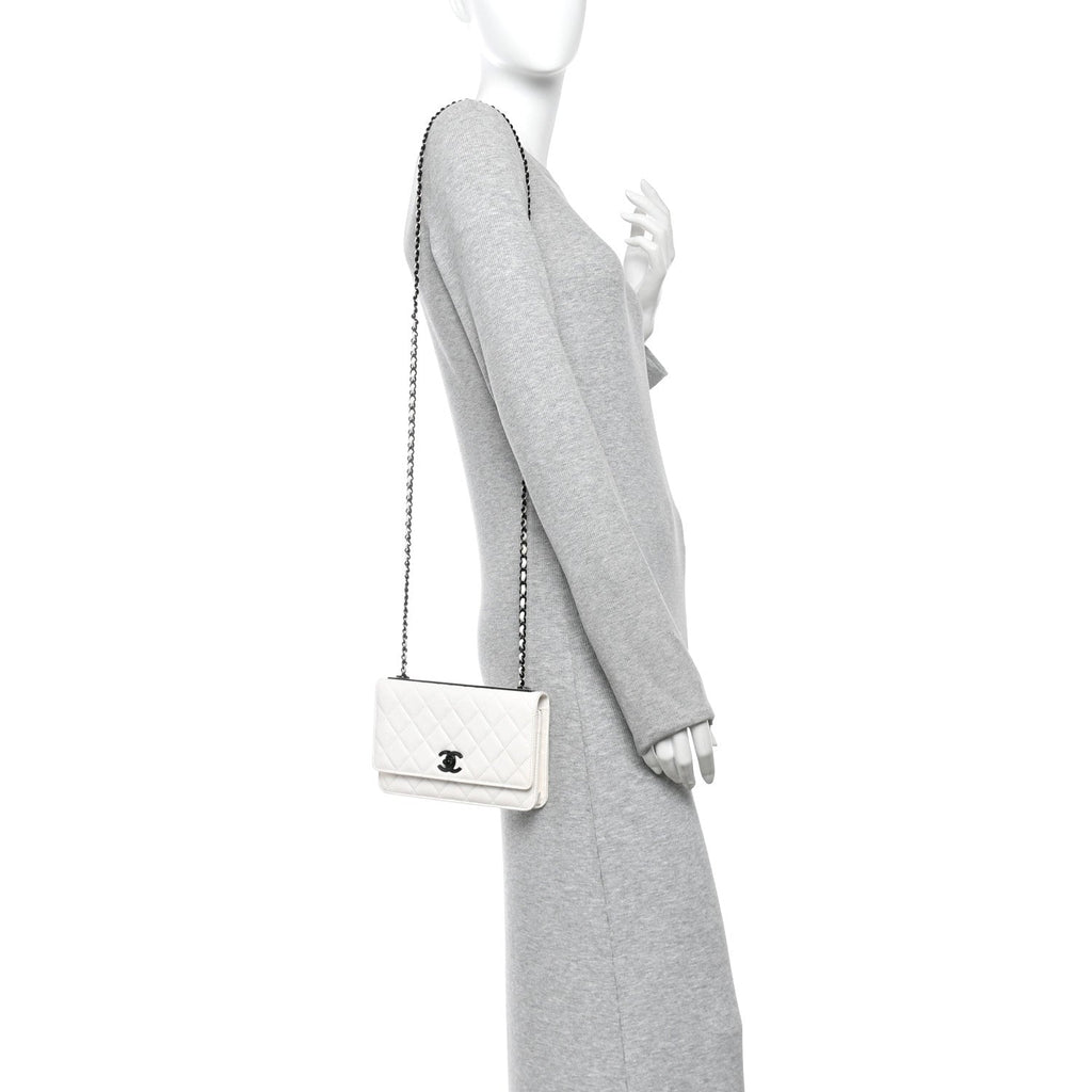 Lambskin Quilted Mini Trendy CC Wallet On Chain WOC White wholesalehk.shop