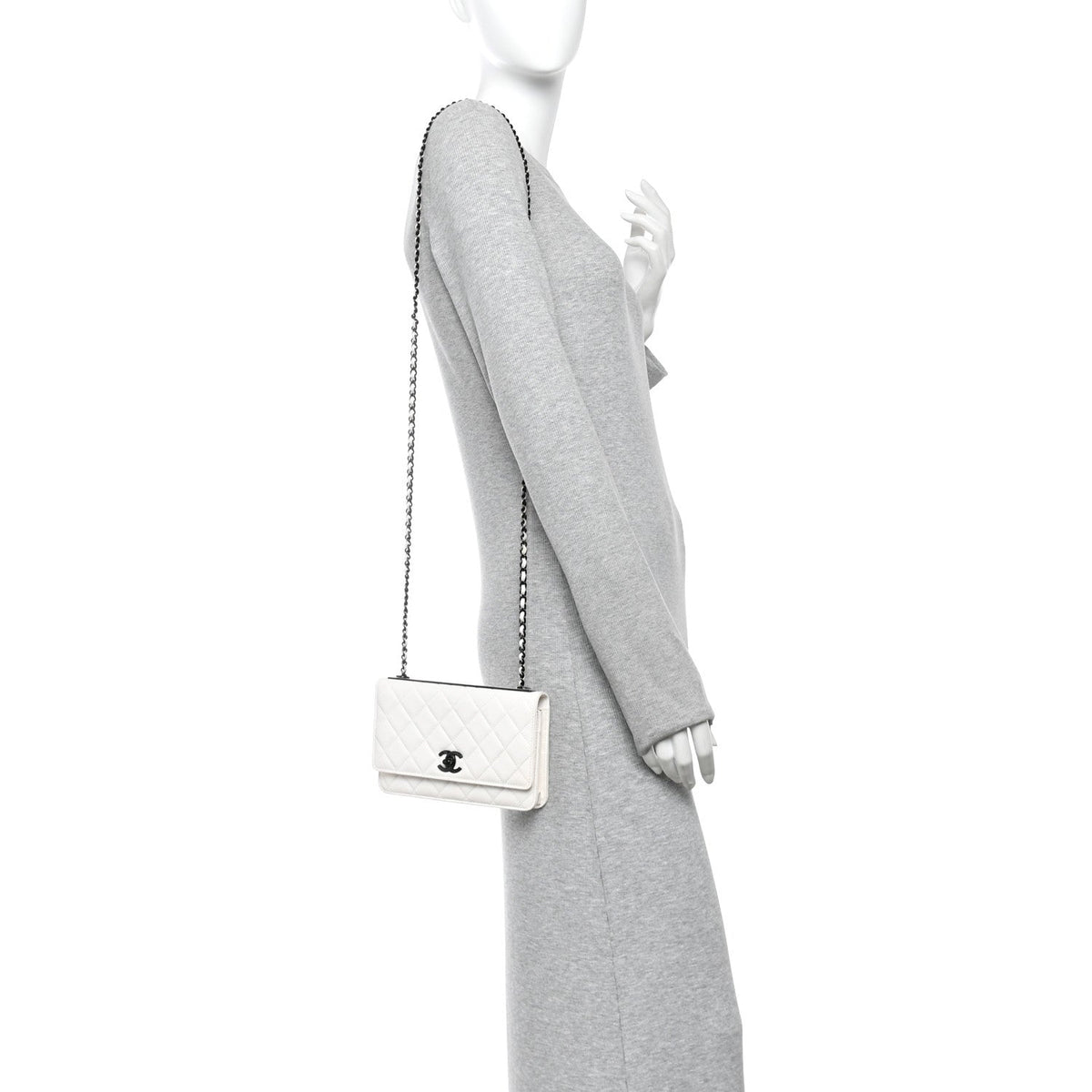 Lambskin Quilted Mini Trendy CC Wallet On Chain WOC White wholesalehk.shop