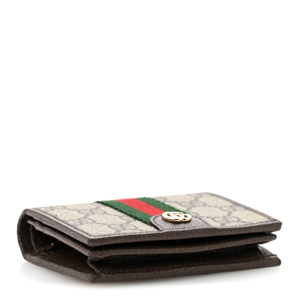 GG Supreme Monogram Web Ophidia Small Wallet Beige Dark Brown wholesalehk.shop