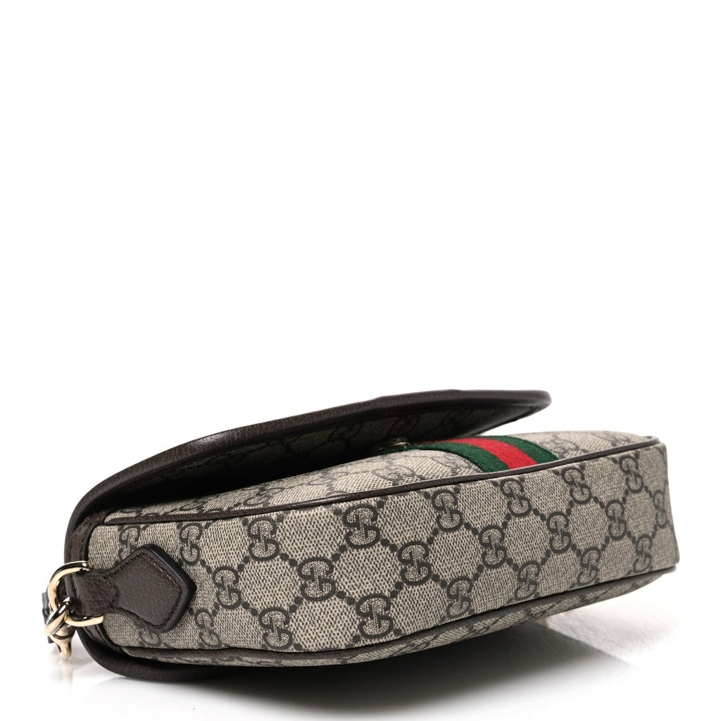 GG Supreme Monogram Textured Dollar Calfskin Small Ophidia Top Handle Shoulder Bag Beige Brown wholesalehk.shop
