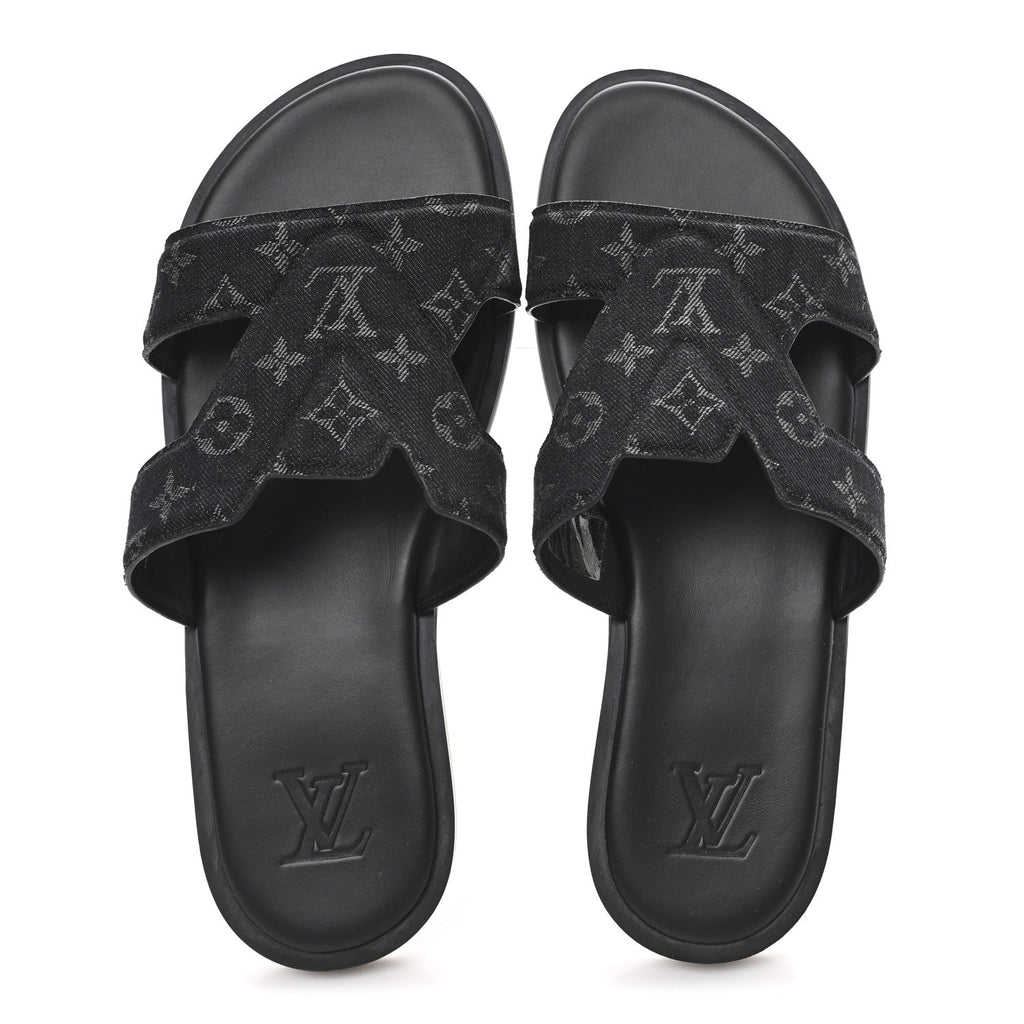 Monogram Denim Mens LV Oasis Mules 8.5 Black £¨ Direct shipment via from wholesalehk.shop