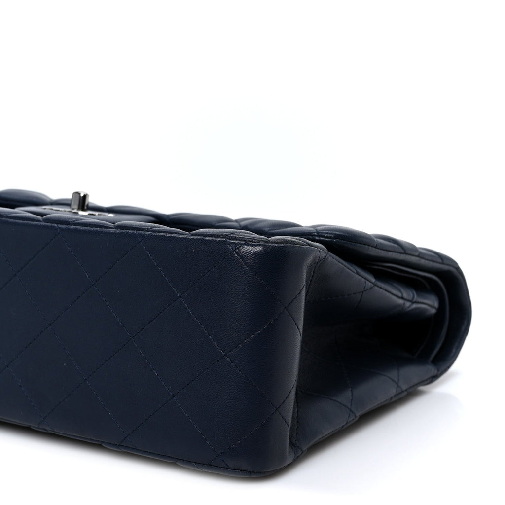 Lambskin Quilted Jumbo Double Flap Navy wholesalehk.shop
