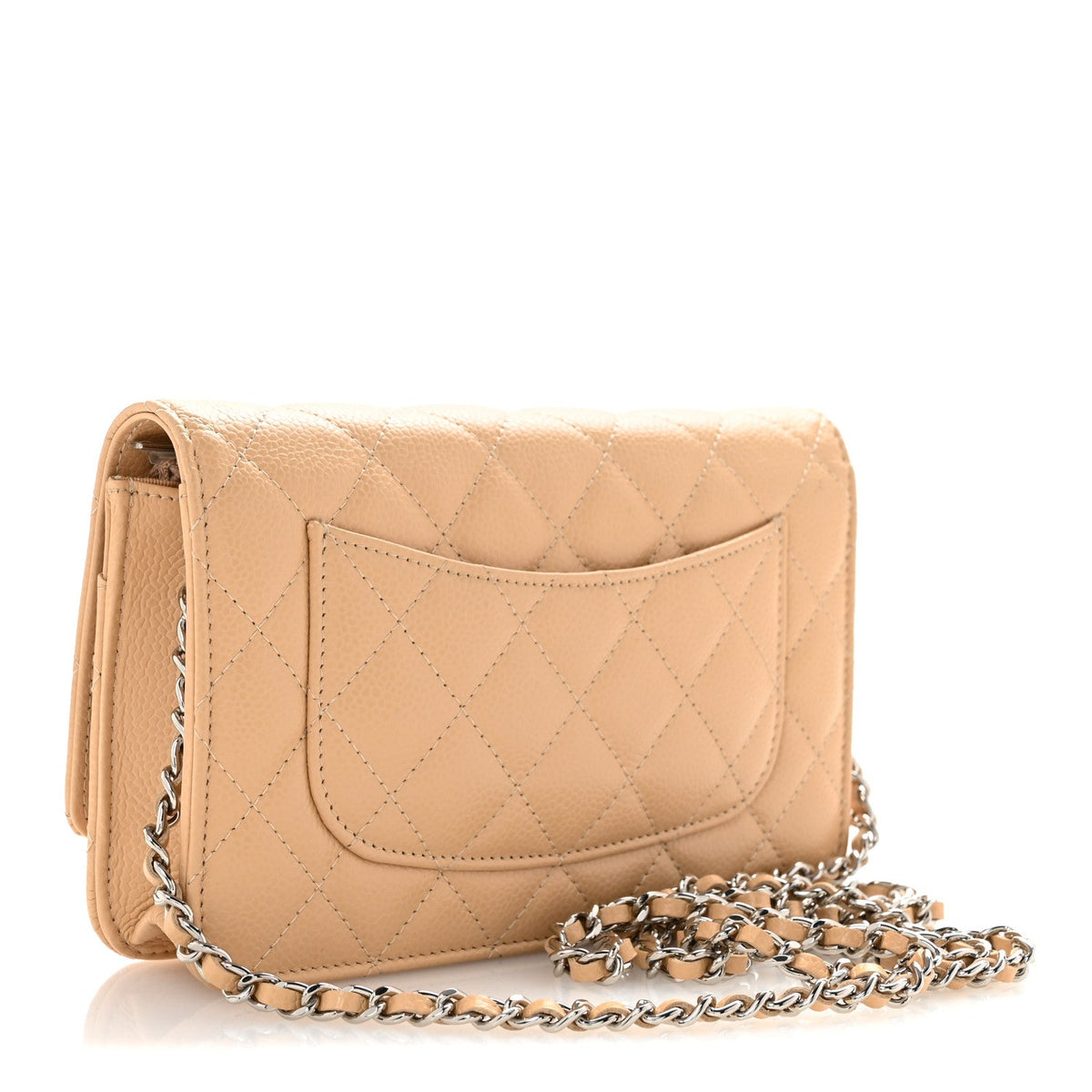 Caviar Quilted Wallet on Chain WOC Beige wholesalehk.shop