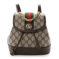 GG Supreme Monogram Textured Dollar Calfskin Web Mini Ophidia Chain Drawstring Backpack Beige Brown wholesalehk.shop