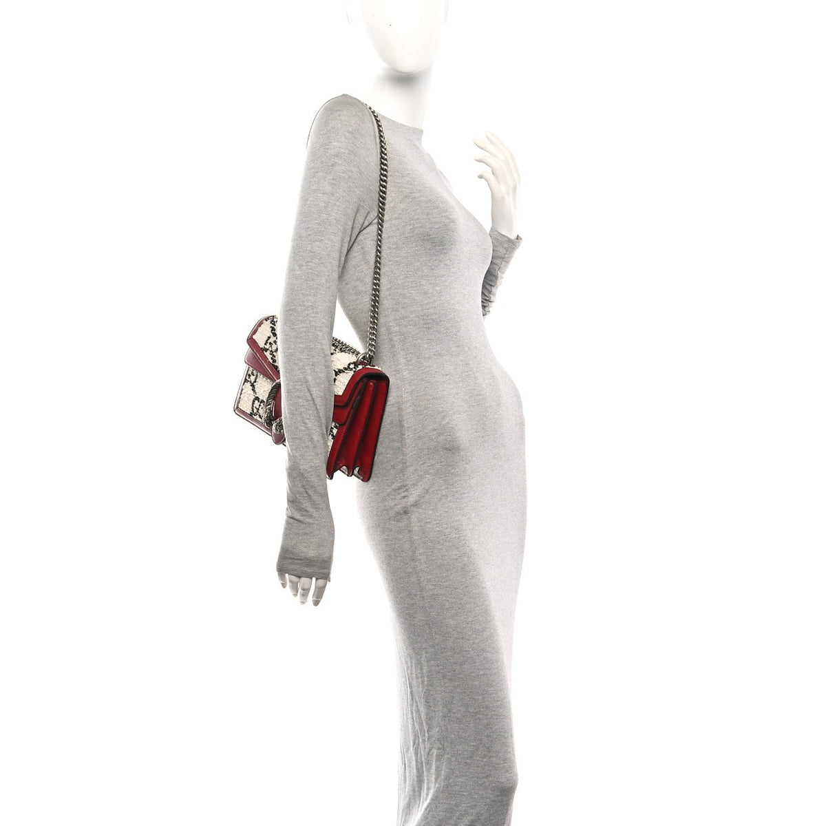 Tweed GG Monogram Small Dionysus Shoulder Bag White Black Romantic Cherry wholesalehk.shop