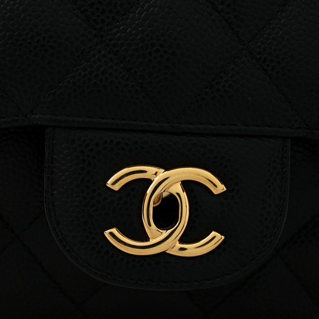 Caviar Quilted Jumbo Double Flap Black wholesalehk.shop