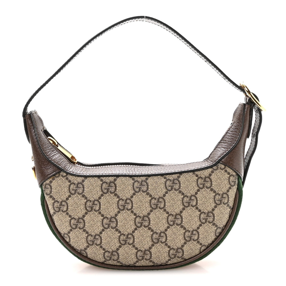 GG Supreme Monogram Textured Calfskin Web Mini Ophidia Half Moon Hobo Beige Ebony New Acero wholesalehk.shop