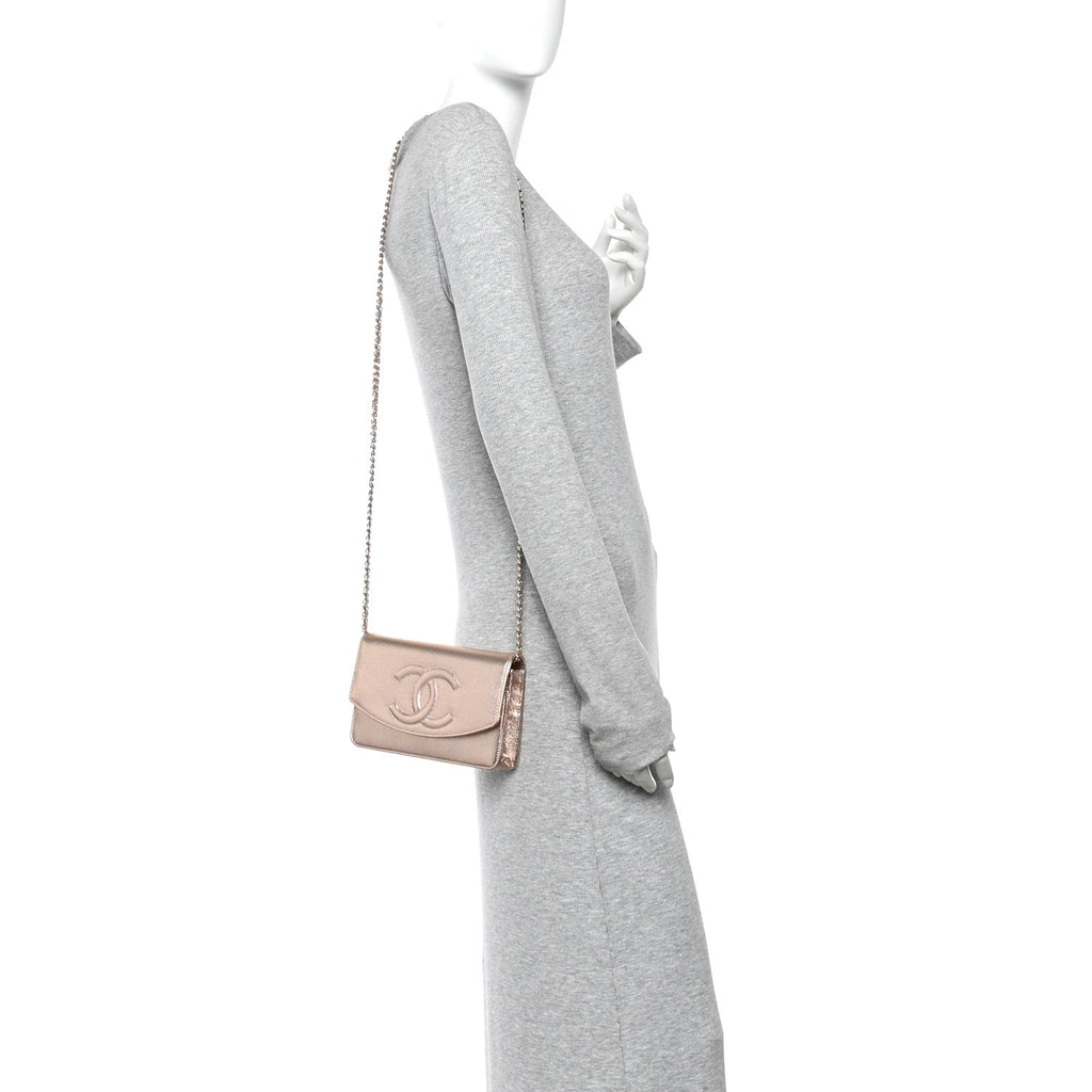 Metallic Caviar Timeless CC Wallet On Chain WOC Copper wholesalehk.shop