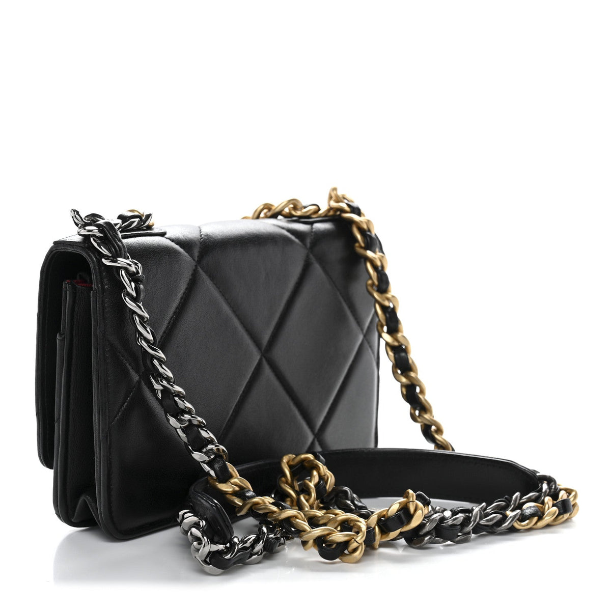 Lambskin Quilted Chanel 19 Wallet On Chain WOC Black wholesalehk.shop