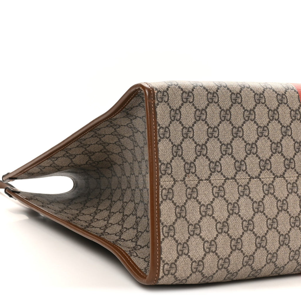 GG Supreme Monogram Fake/Not Large Retro Interlocking G Tote Bag Beige Brown Sugar wholesalehk.shop