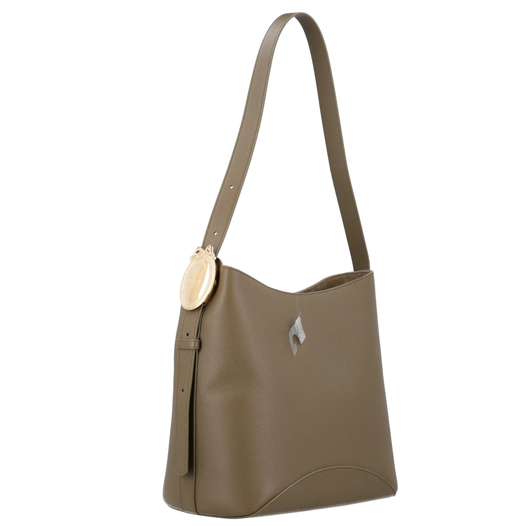 Grained Calfskin Medium Medaillon Bucket Bag Khaki wholesalehk.shop