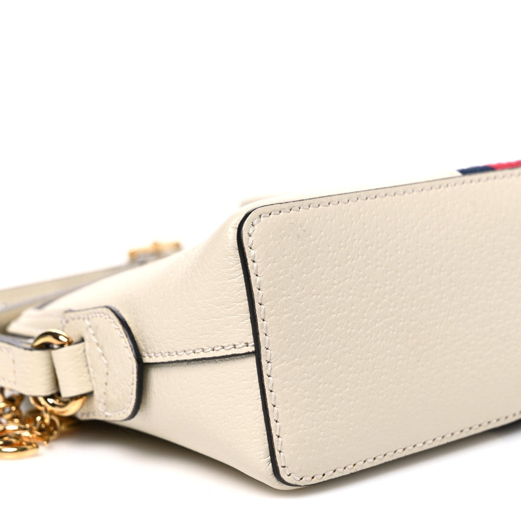 Textured Dollar Calfskin Web Small Ophidia Dome Shoulder Bag Mystic White wholesalehk.shop