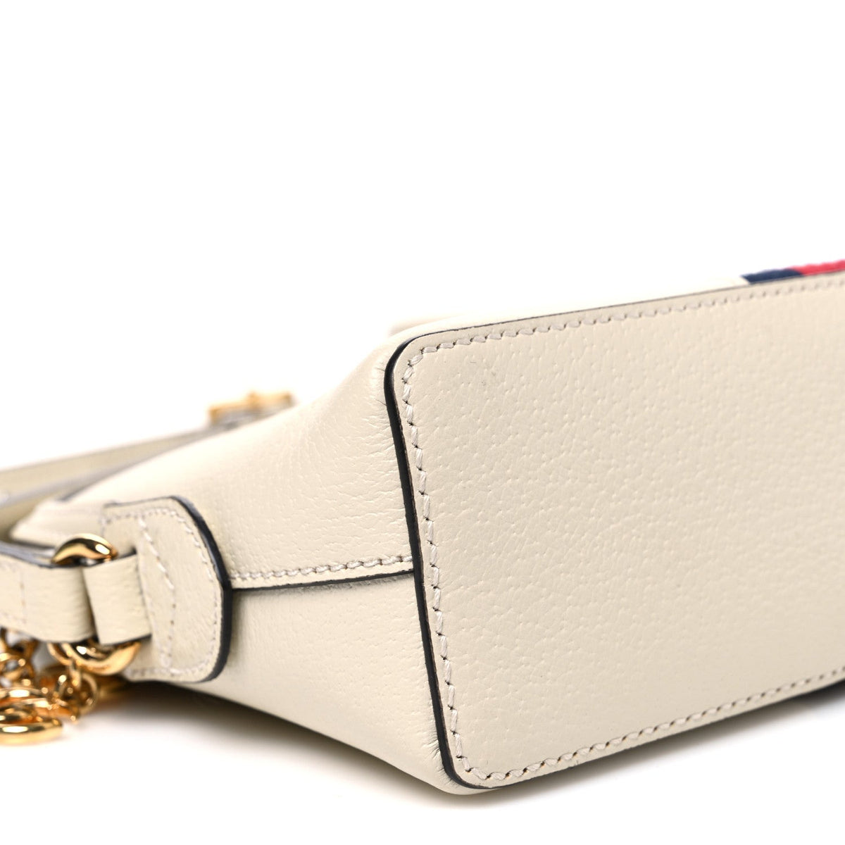 Textured Dollar Calfskin Web Small Ophidia Dome Shoulder Bag Mystic White wholesalehk.shop