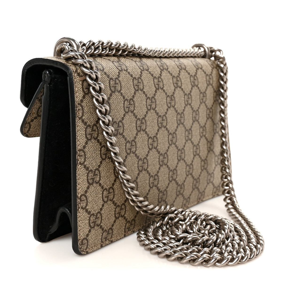 GG Supreme Monogram Suede Crystal Small Dionysus Shoulder Bag Beige Ebony Black wholesalehk.shop