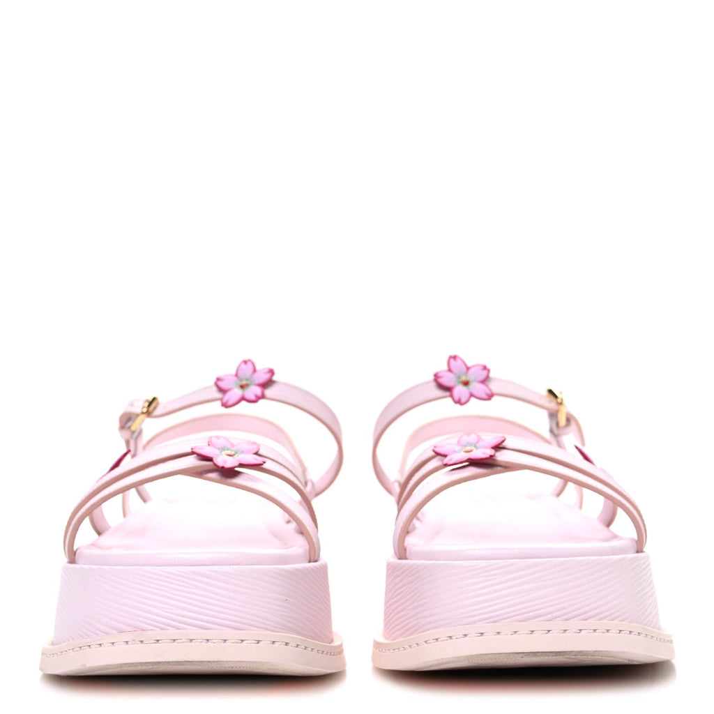 LV X TM Cherry Blossom Calfskin Maya Flatform Sandals 40 Light Pink £¨ Direct shipment via from wholesalehk.shop