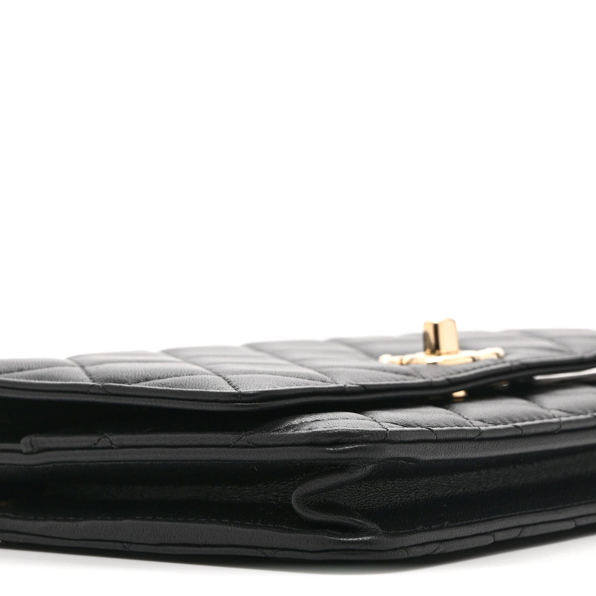 Lambskin Quilted Trendy CC Wallet On Chain WOC Black wholesalehk.shop