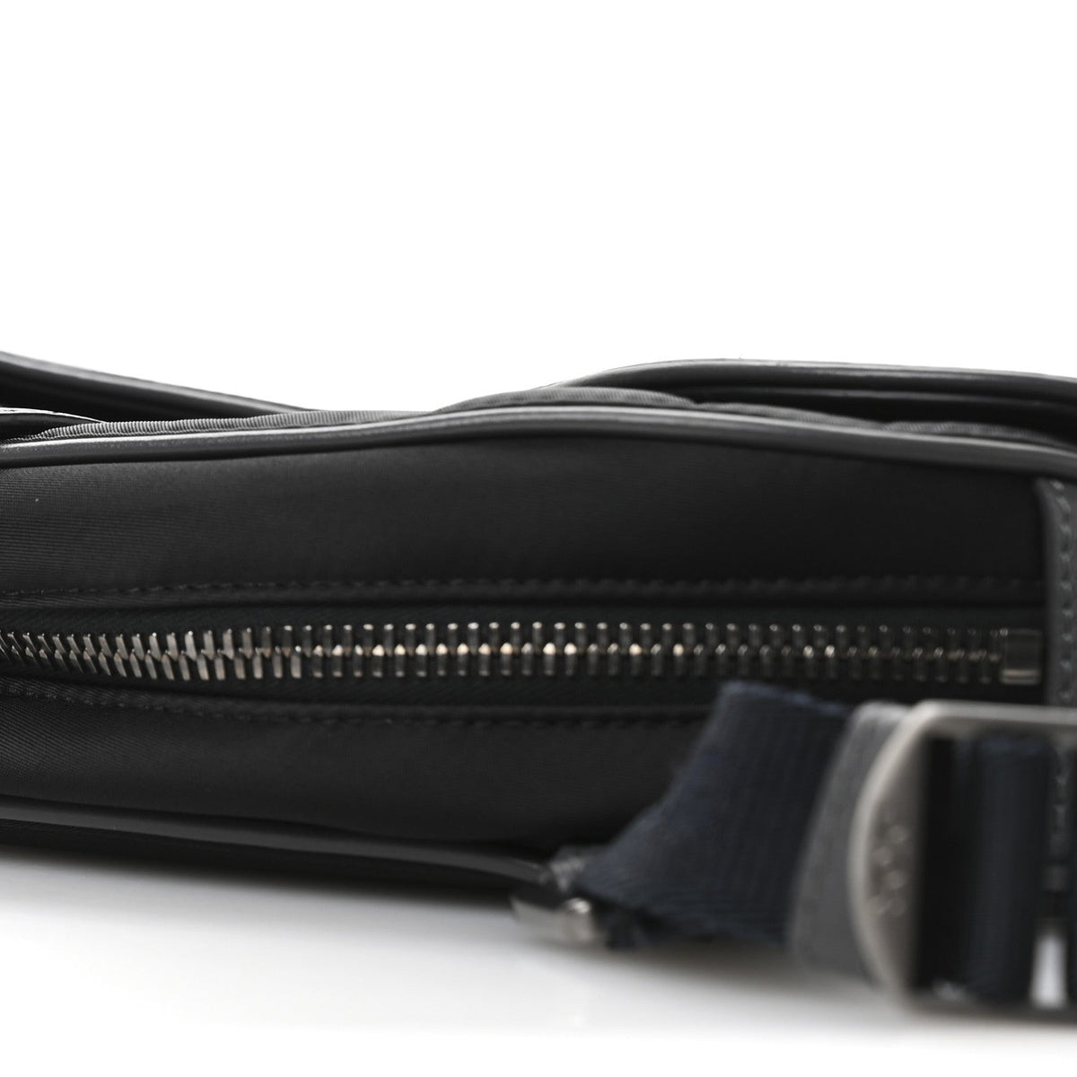 X Sacai Grained Calfskin Technical Fabric Mens Saddle Bag Black wholesalehk.shop