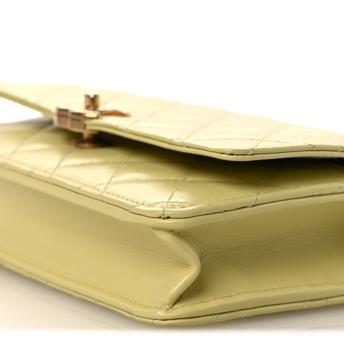 Calfskin Quilted Perfect Fit Wallet On Chain WOC Yellow wholesalehk.shop