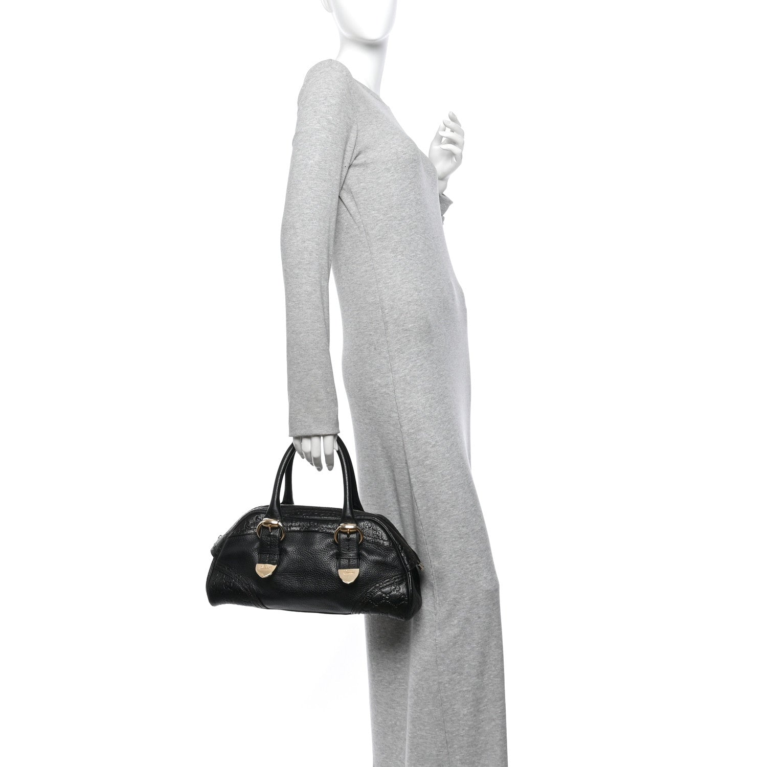 Calfskin Guccissima Signoria Bowler Bag Black £¨ Direct shipment via from wholesalehk.shop