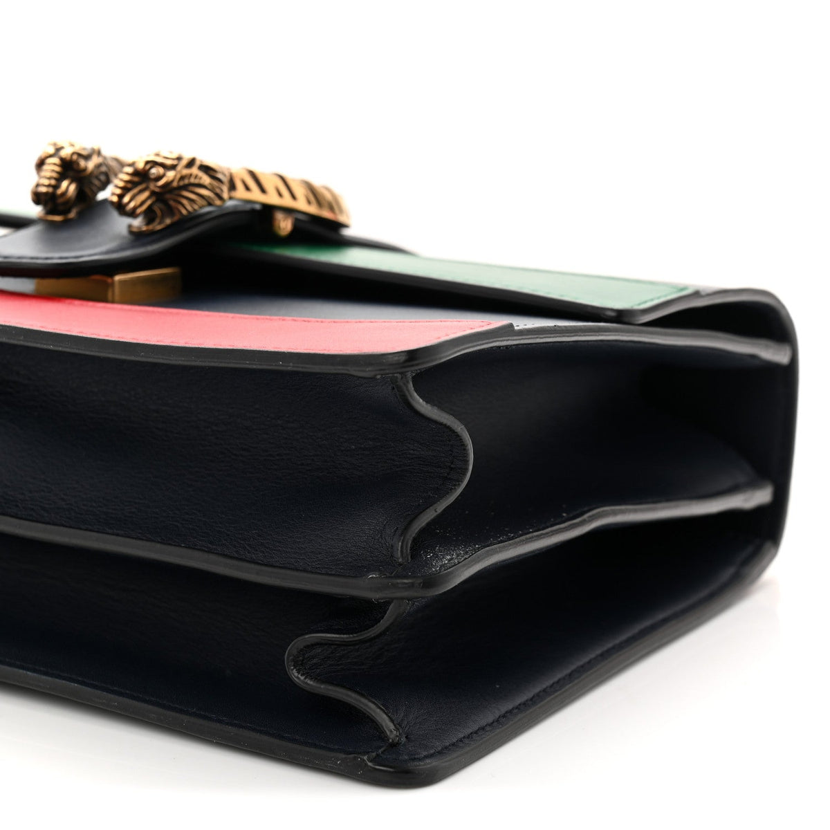 Moon Calfskin Web Medium Dionysus Bamboo Top Handle Bag Black Bright Evergreen Hibiscus Red wholesalehk.shop