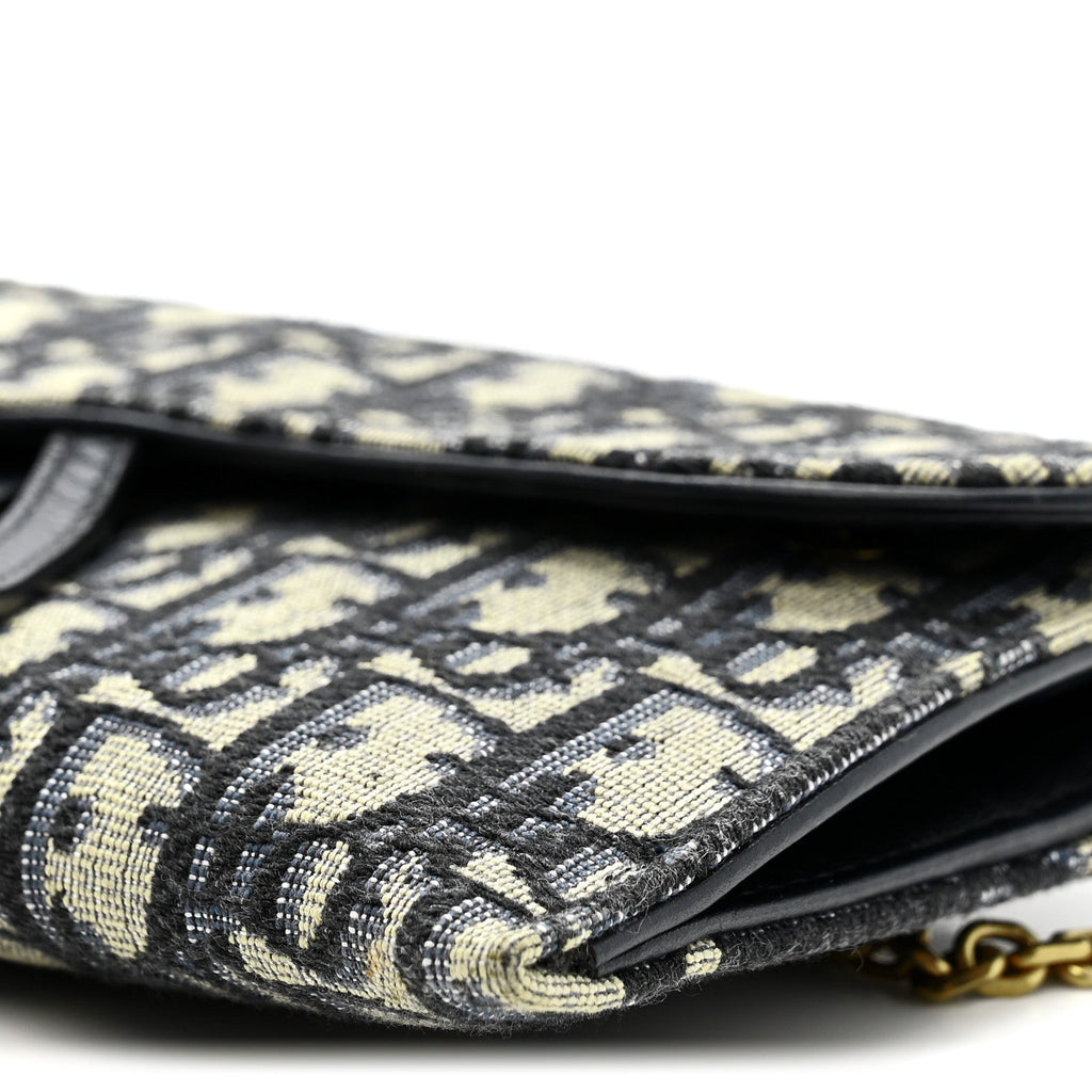 Oblique Saddle Chain Long Wallet Blue wholesalehk.shop