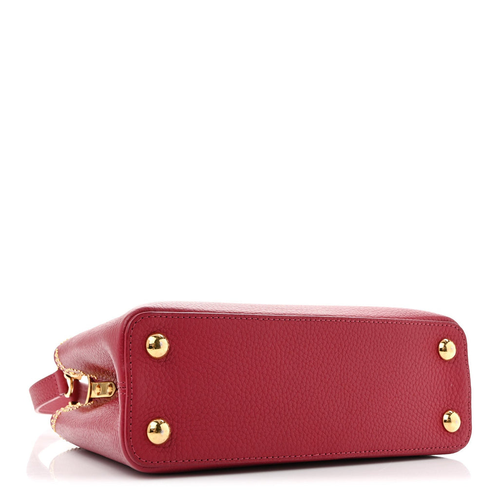 Taurillon Embellished Flower Capucines BB Dark Pink £¨ Direct shipment via from wholesalehk.shop