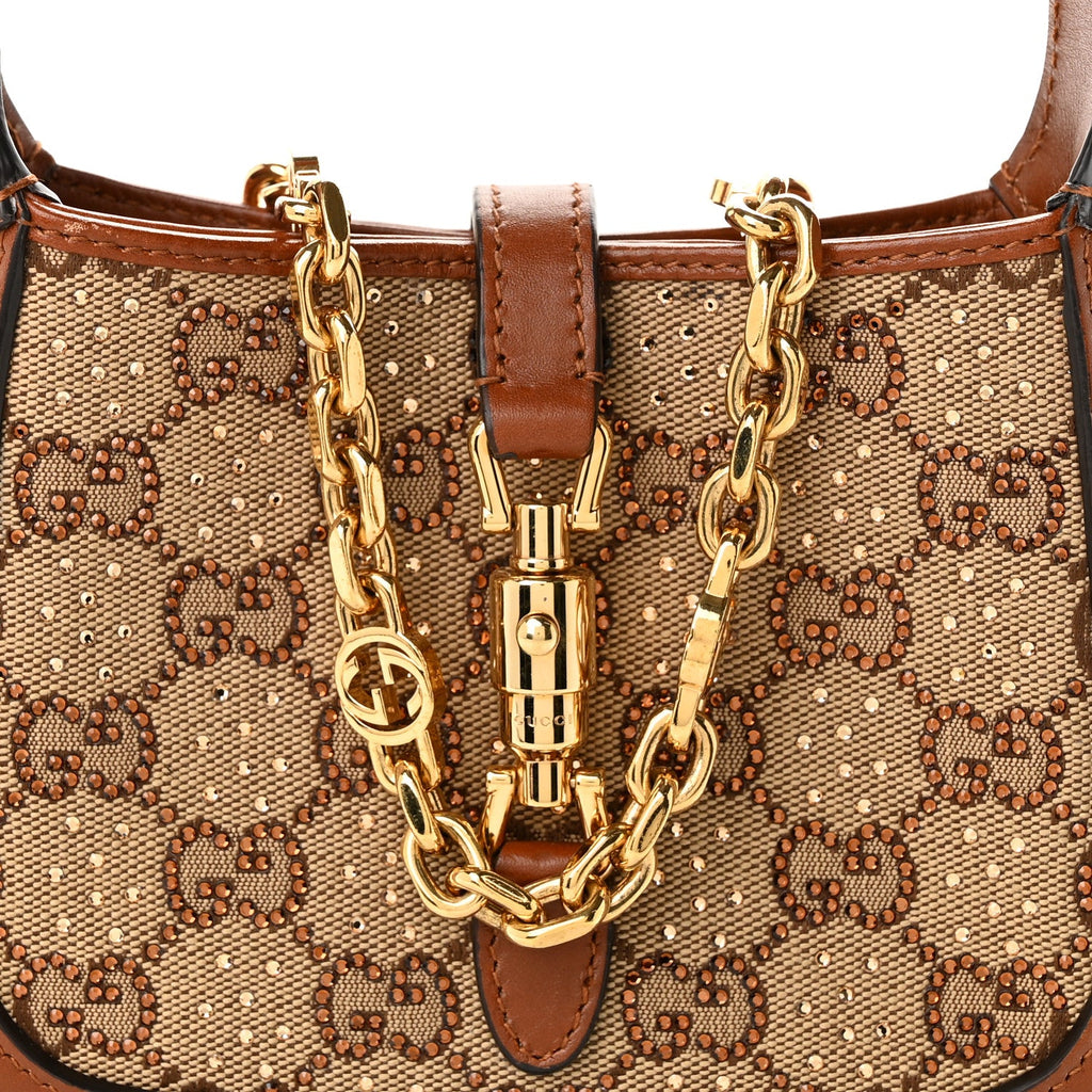 New Canvas Charisma Calfskin Crystal GG Monogram Mini Jackie 1961 Hobo Camel Ebony £¨ Direct shipment via from wholesalehk.shop