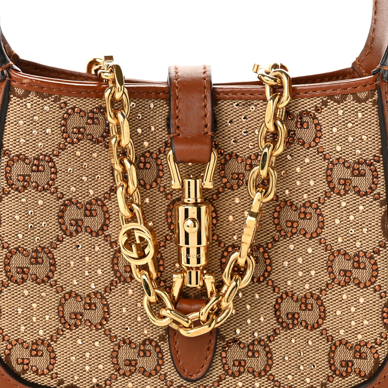 New Canvas Charisma Calfskin Crystal GG Monogram Mini Jackie 1961 Hobo Camel Ebony £¨ Direct shipment via from wholesalehk.shop
