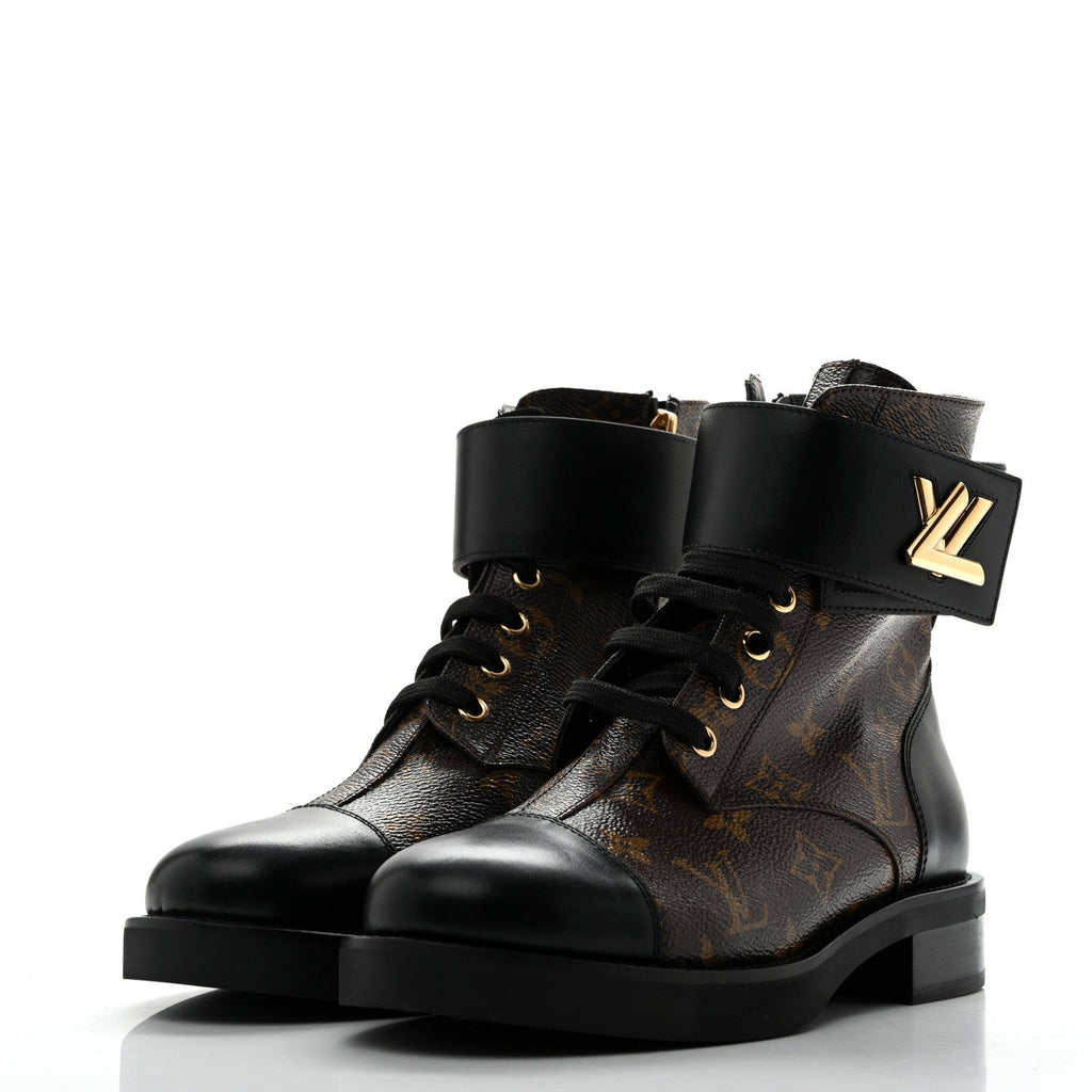 Calfskin Monogram Wonderland Flat Ranger Boots 37 Black £¨ Direct shipment via from wholesalehk.shop