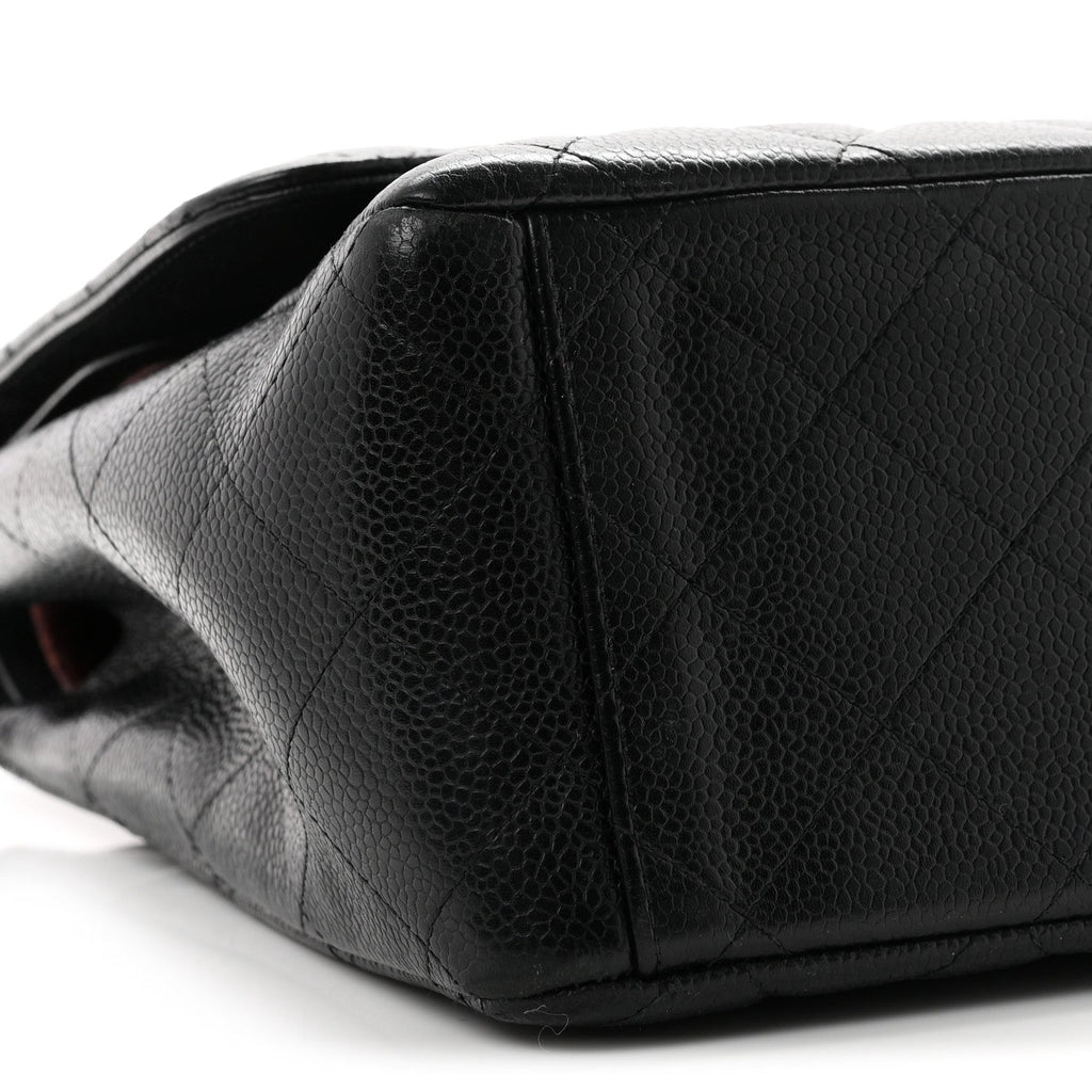 Caviar Quilted Maxi Double Flap Black wholesalehk.shop